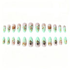 Acrylic Nail Set Stiletto Honeycomb Floral Set of 24