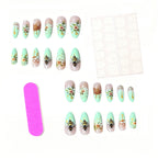 Acrylic Nail Set Stiletto Honeycomb Floral Set of 24
