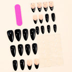 Acrylic Nail Set Stiletto Rhinestone Glossy Finish