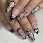 Acrylic Nail Set Stiletto Sparkling Accents & Easy Adhesive