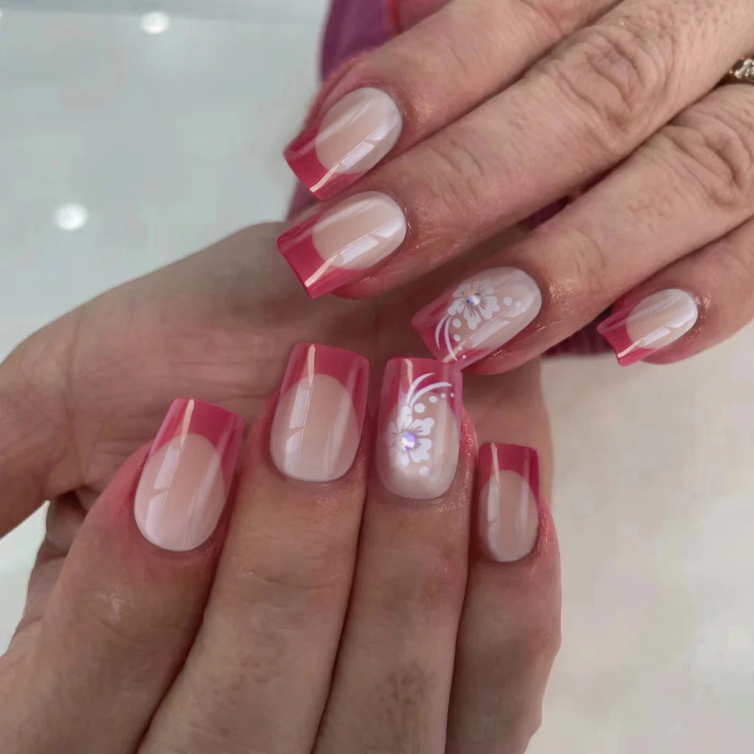 Acrylic Nail Tips Floral Design Durable & Easy Application
