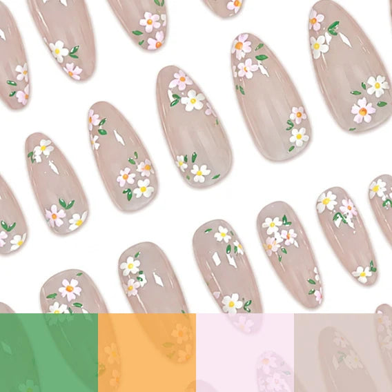 Acrylic Nail Tips Floral Pre-Decorated Set of 24