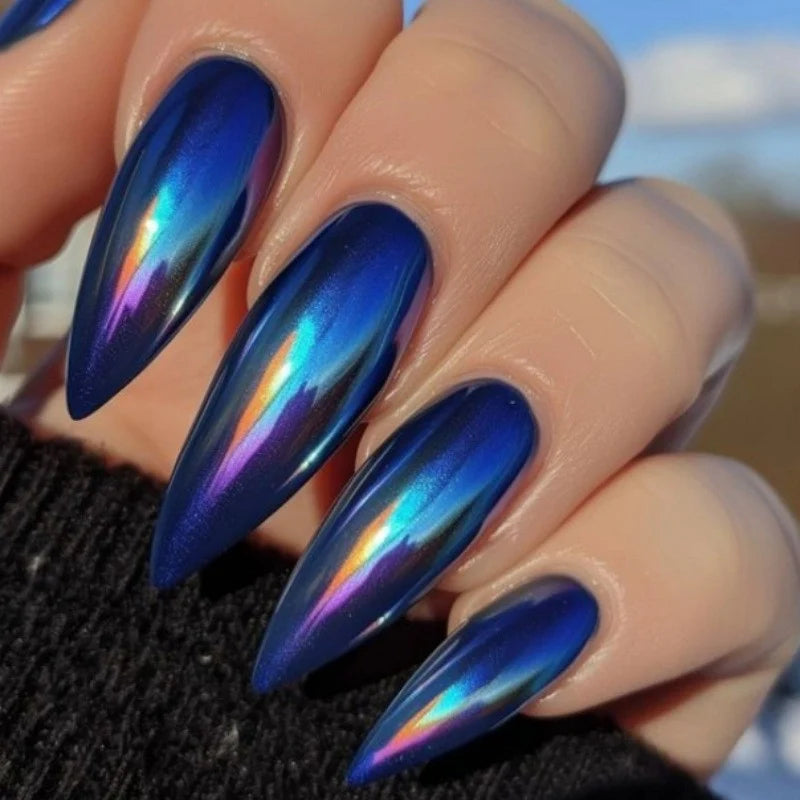 Acrylic Nail Tips Iridescent Finish Set of 24