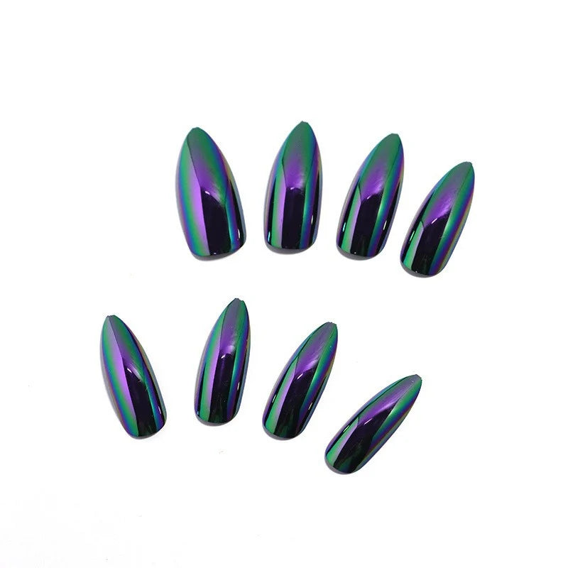 Acrylic Nail Tips Iridescent Finish Set of 24