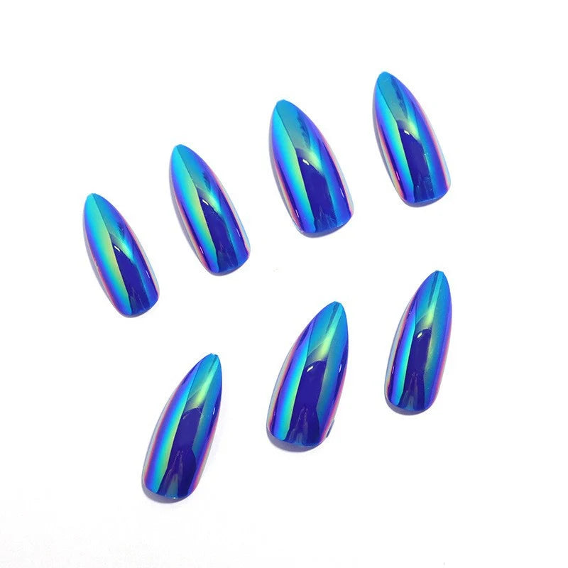 Acrylic Nail Tips Iridescent Finish Set of 24