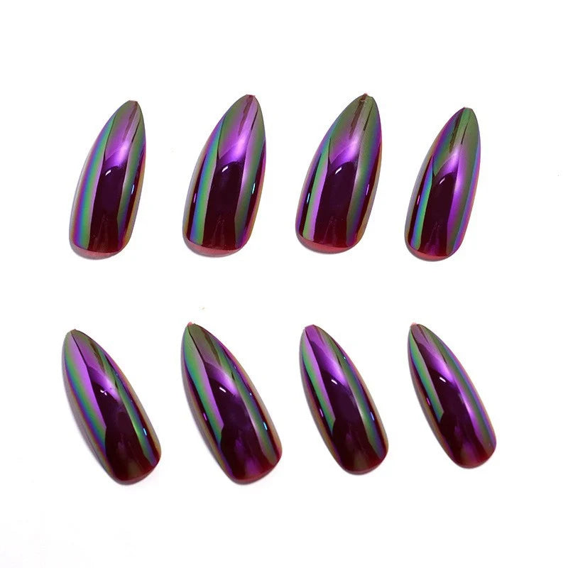 Acrylic Nail Tips Iridescent Finish Set of 24