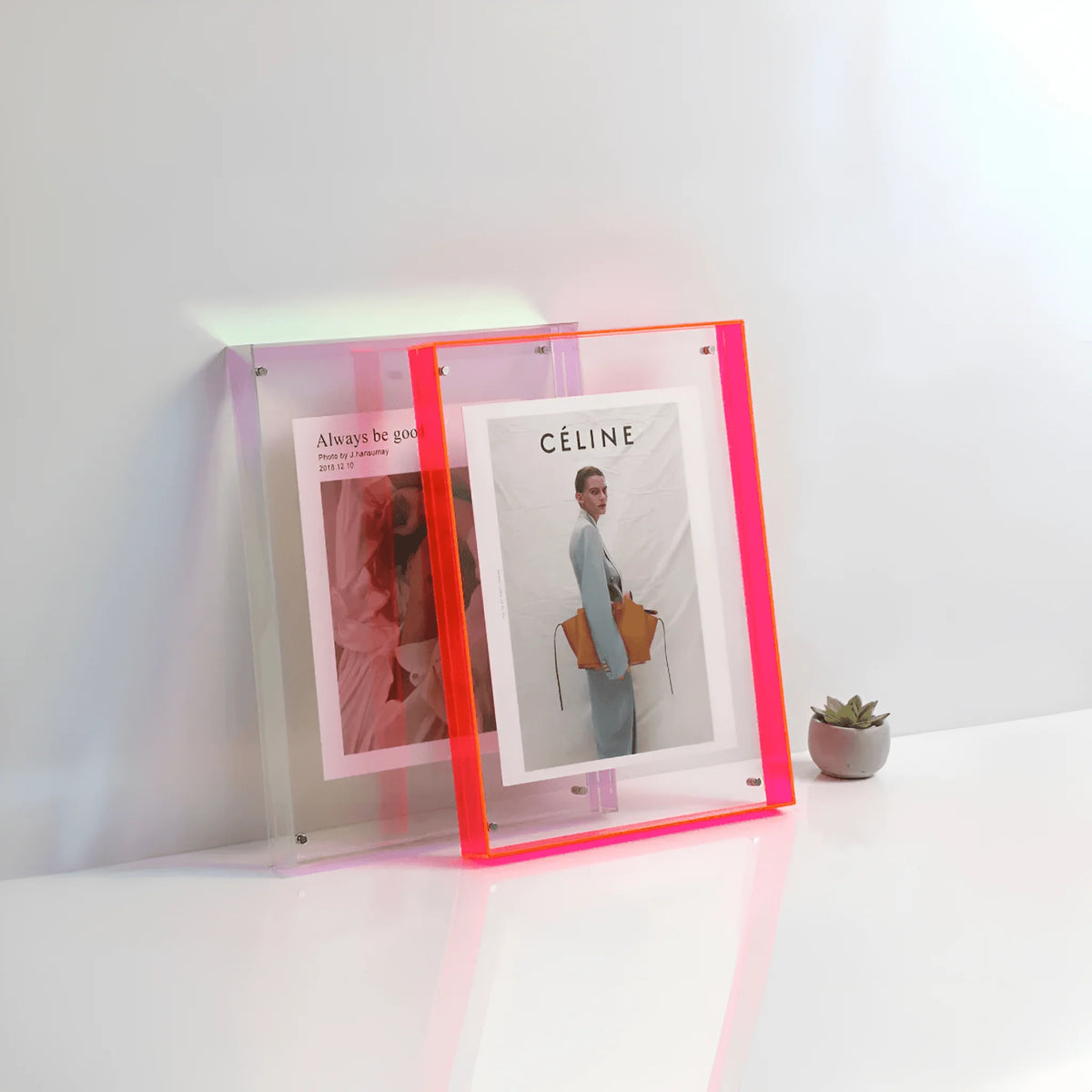 Acrylic Photo Frame Transparent Frameless Two Panel