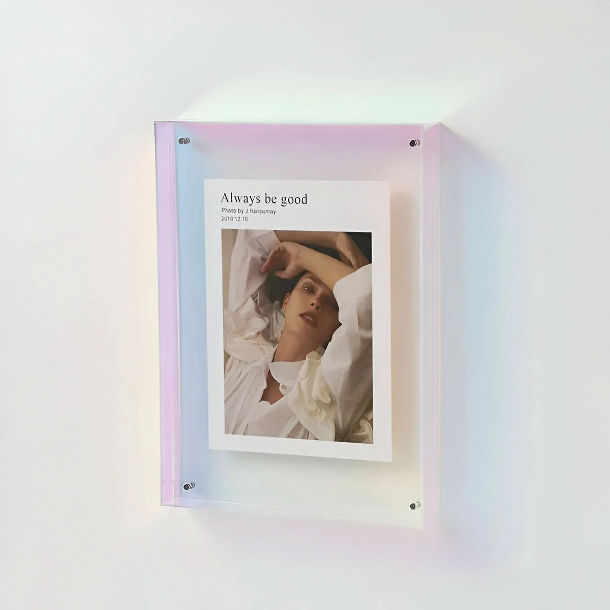 Acrylic Photo Frame Transparent Frameless Two Panel