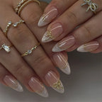 Acrylic Press-On Nail Set Elegant Gold Tips