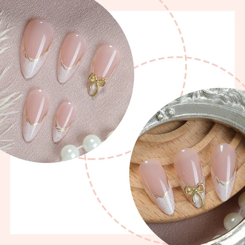Acrylic Press-On Nail Set Elegant Gold Tips