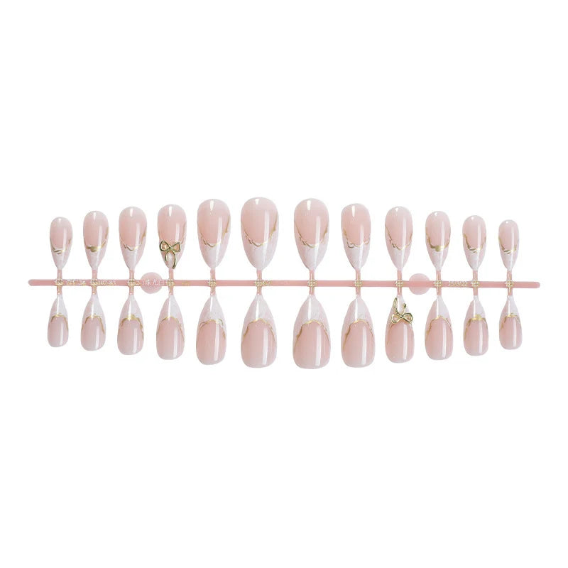 Acrylic Press-On Nail Set Elegant Gold Tips