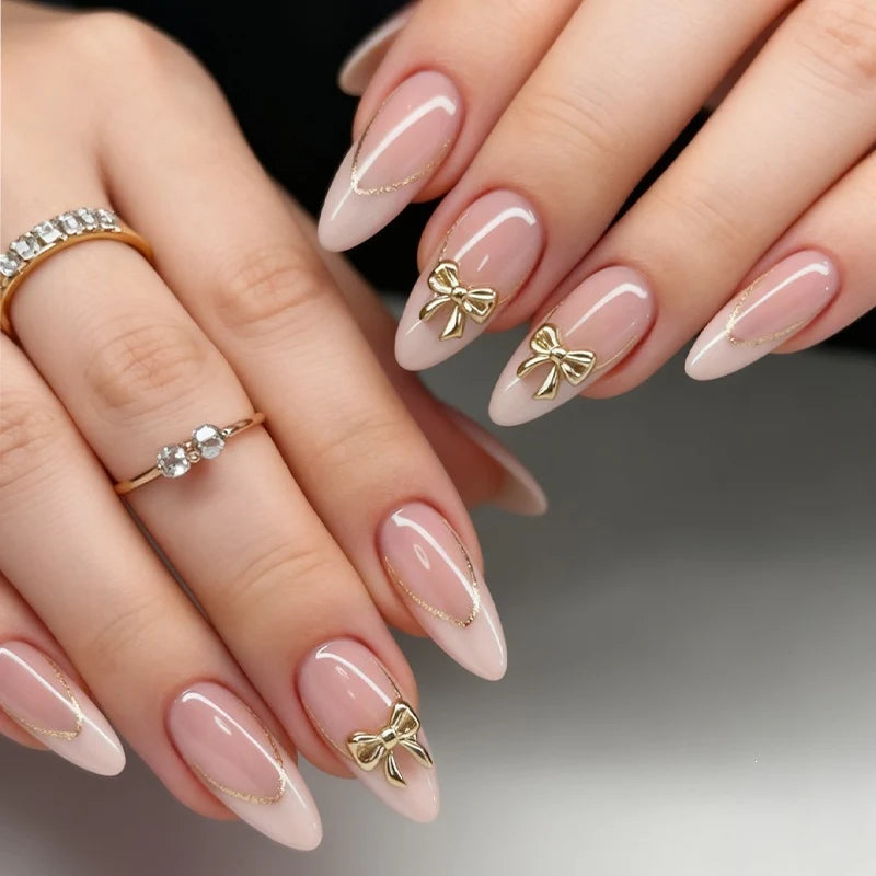 Acrylic Press-On Nail Set Elegant Gold Tips