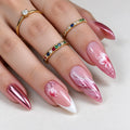 Acrylic Press-On Nail Set Floral Design & Glitter