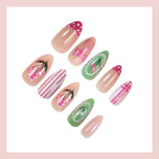Acrylic Press-On Nail Set Floral & Heart Designs