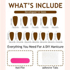 Acrylic Press-On Nail Set Ombre Gold Accents Self-Adhesive