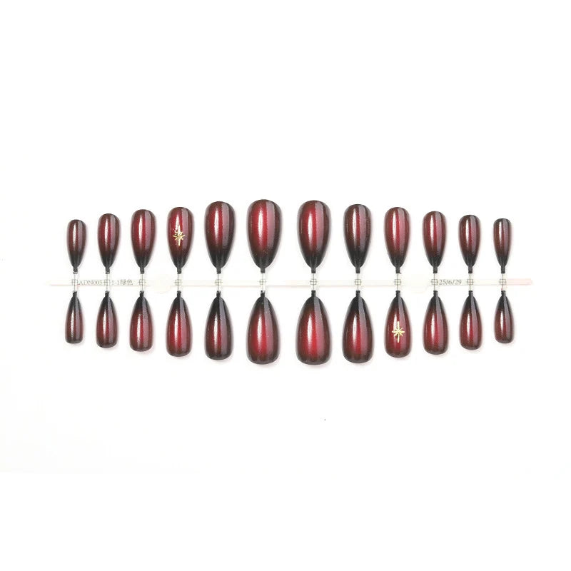 Acrylic Press-On Nail Set Ombre Gold Accents Self-Adhesive