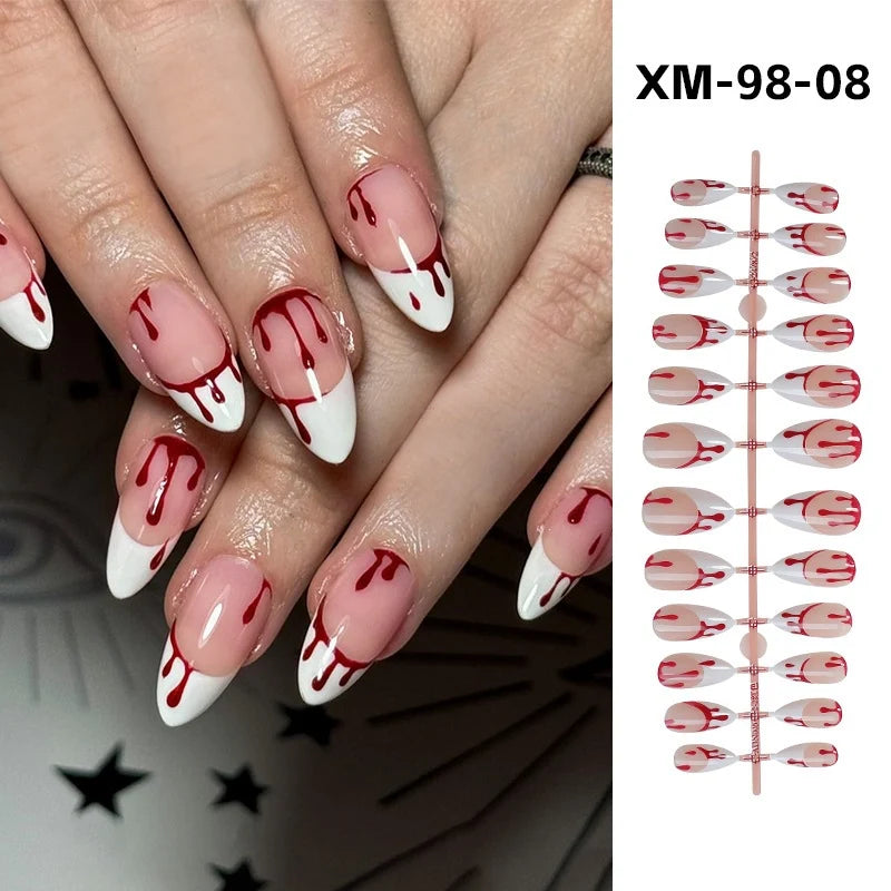Acrylic Press-On Nail Set Self-Adhesive 24 Pieces