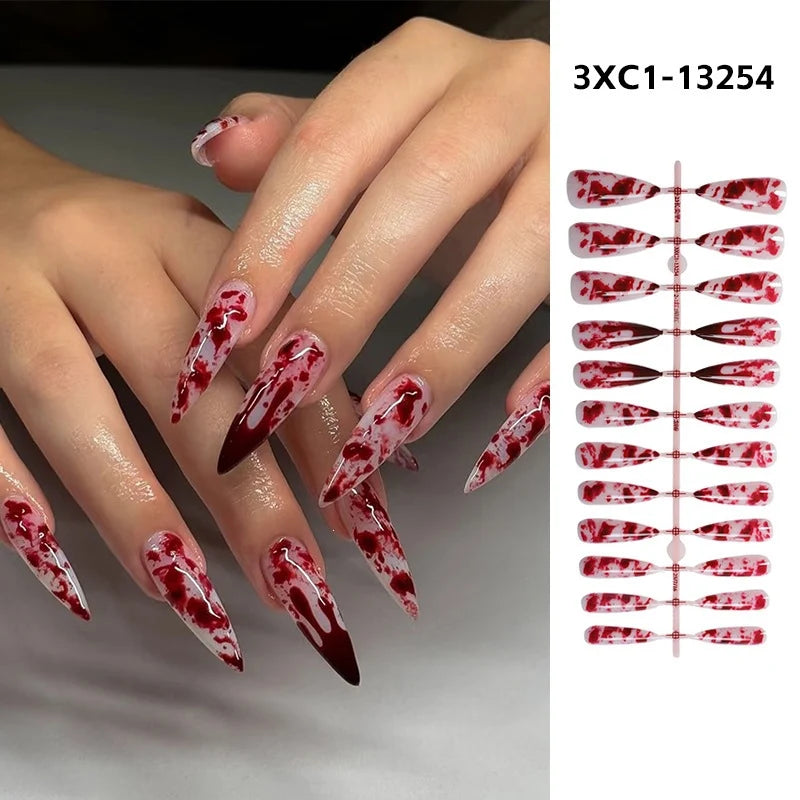 Acrylic Press-On Nail Set Self-Adhesive 24 Pieces