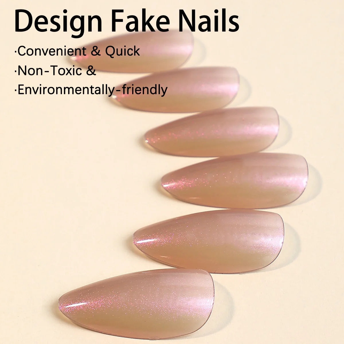Acrylic Press-On Nail Set Shimmering Finish & Versatile Shapes
