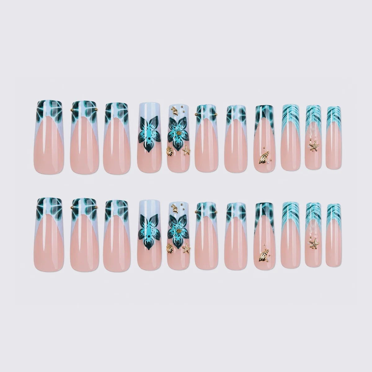 Acrylic Press-On Nails 3D Floral & Glitter Kit