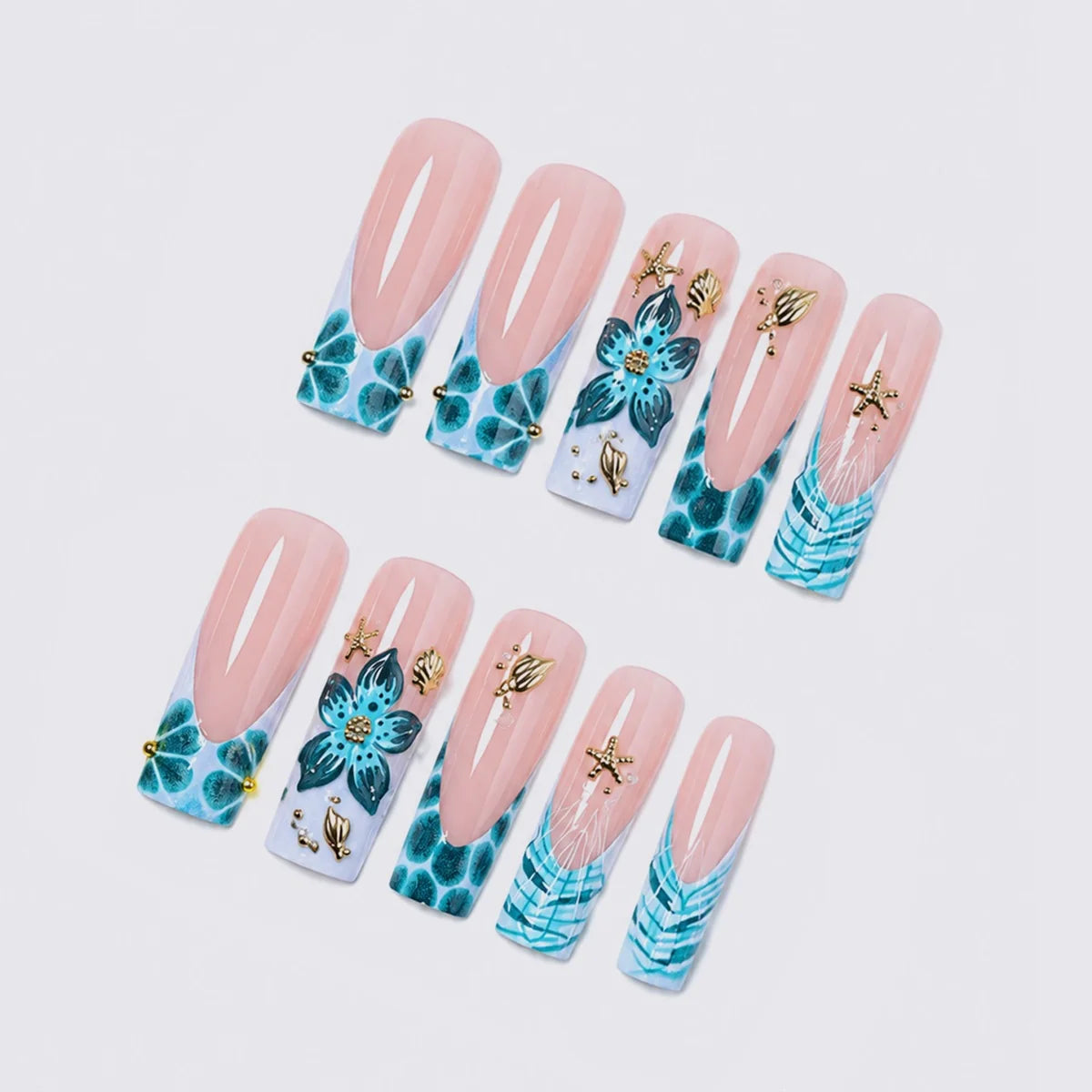 Acrylic Press-On Nails 3D Floral & Glitter Kit