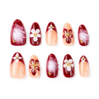 Acrylic Press-On Nails Hand-Painted Floral & Easy Application