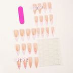 Acrylic Stiletto Nail Extensions Floral & Pearl Accents