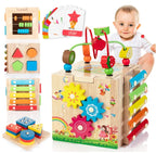 Activity Cube Natural Rubberwood 8-in-1