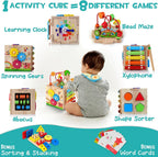 Activity Cube Natural Rubberwood 8-in-1