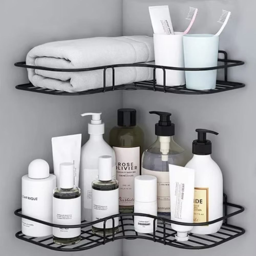Adhesive Mount & Anti-Rust Iron Corner Shower Caddy