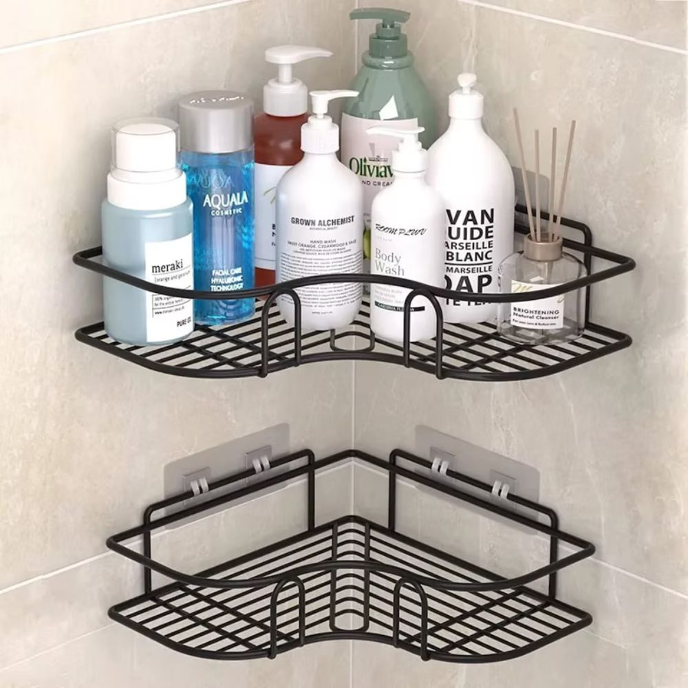 Adhesive Mount & Anti-Rust Iron Corner Shower Caddy