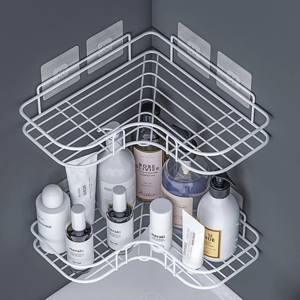 Adhesive Mount & Anti-Rust Iron Corner Shower Caddy