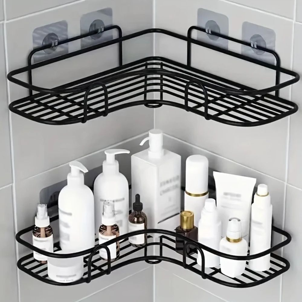 Adhesive Mount & Anti-Rust Iron Corner Shower Caddy