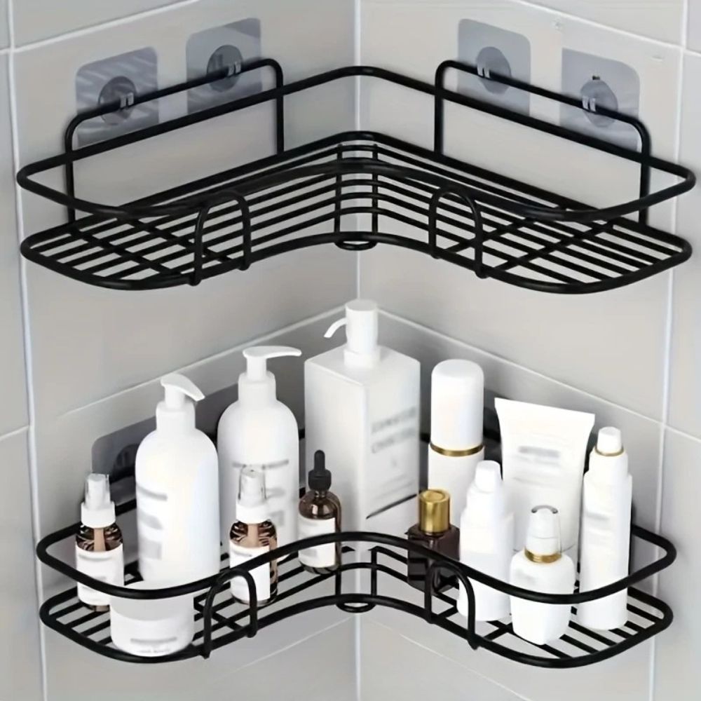 Adhesive Mount & Anti-Rust Iron Corner Shower Caddy