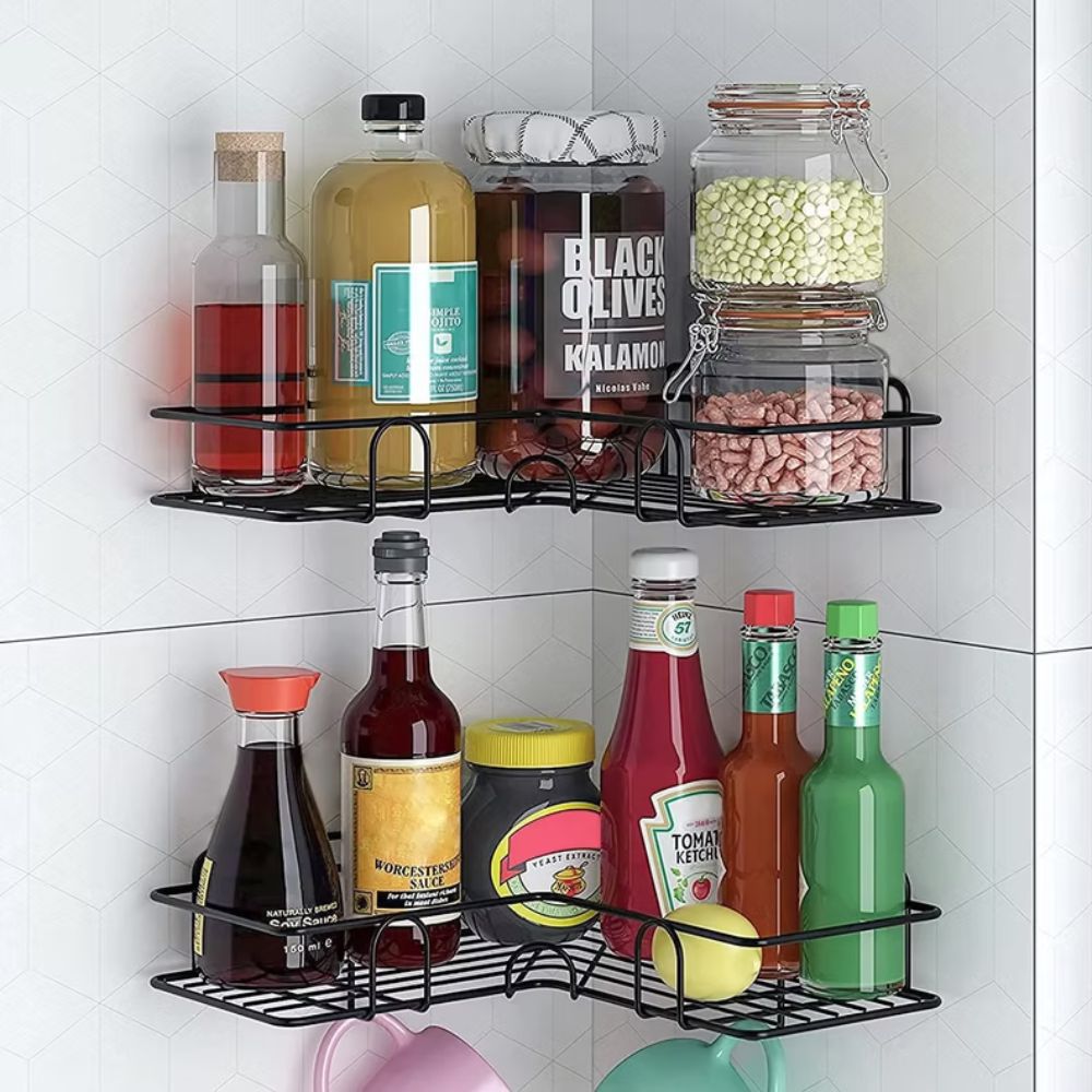 Adhesive Mount & Anti-Rust Iron Corner Shower Caddy