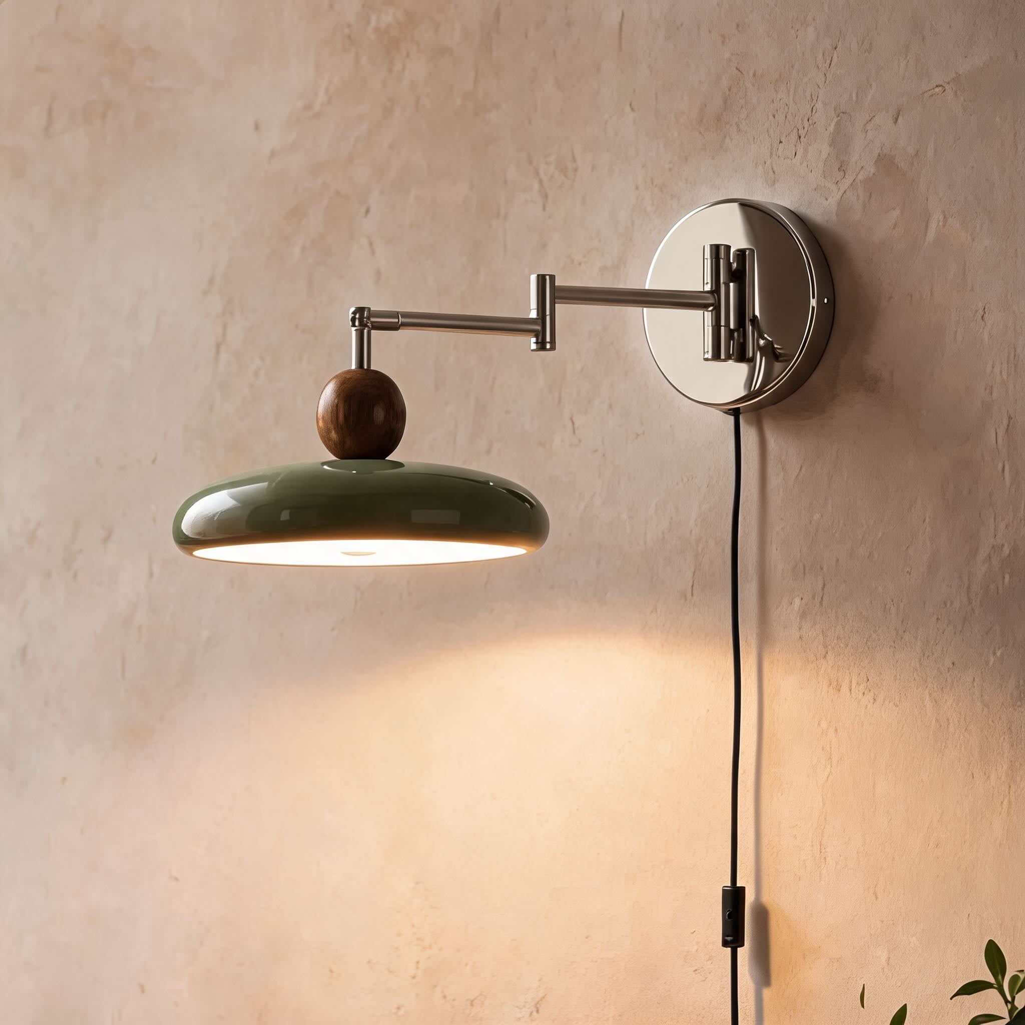 Adjustable Arm Metal Shade Wall Sconce (Plug-In)