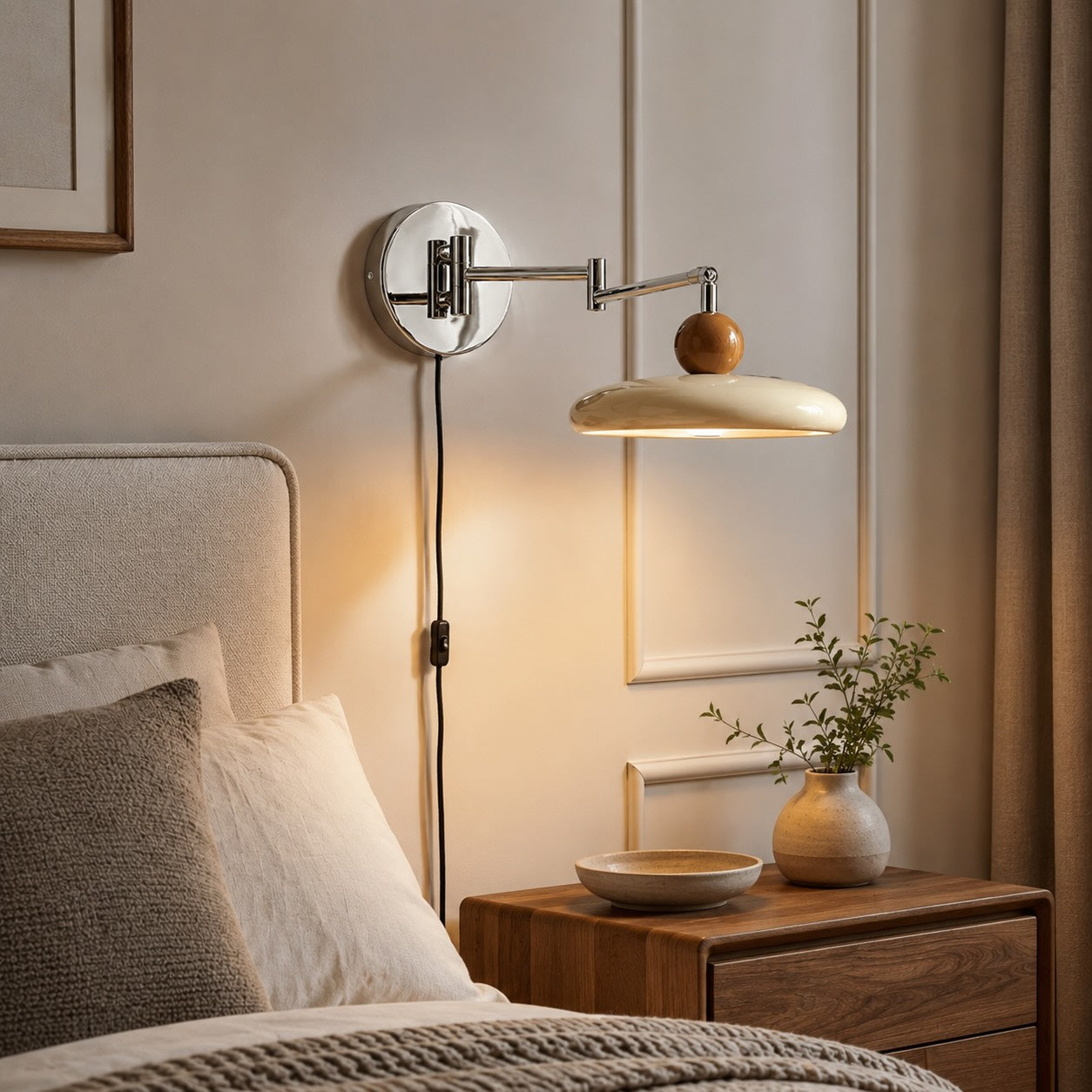 Adjustable Arm Metal Shade Wall Sconce (Plug-In)