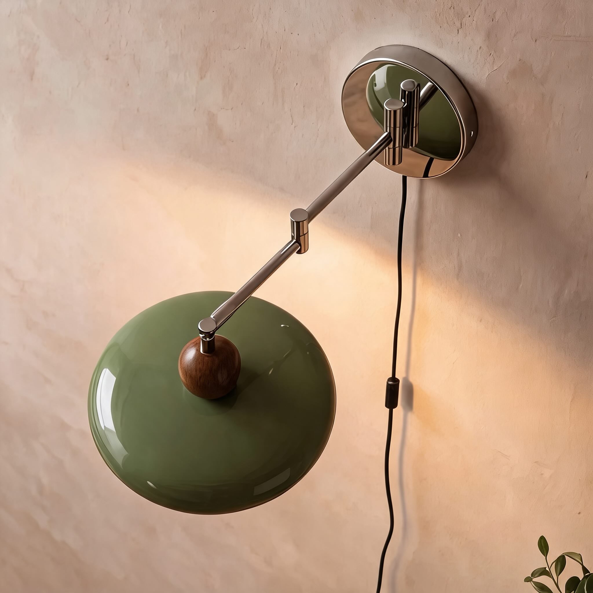 Adjustable Arm Metal Shade Wall Sconce (Plug-In)