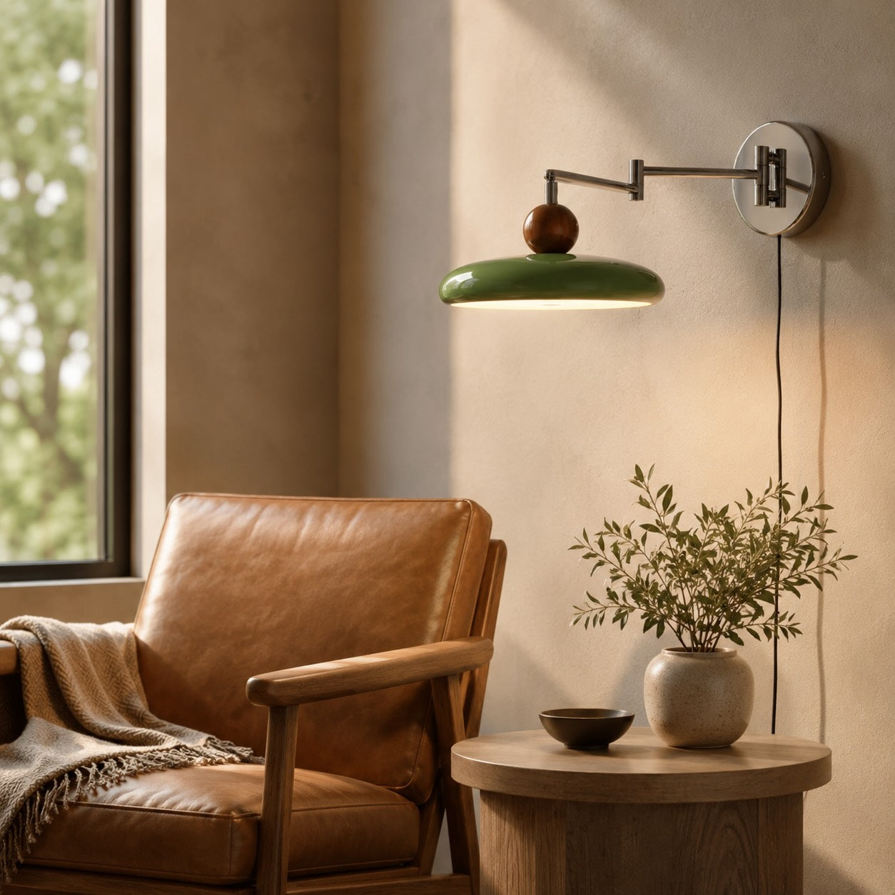 Adjustable Arm Metal Shade Wall Sconce (Plug-In)