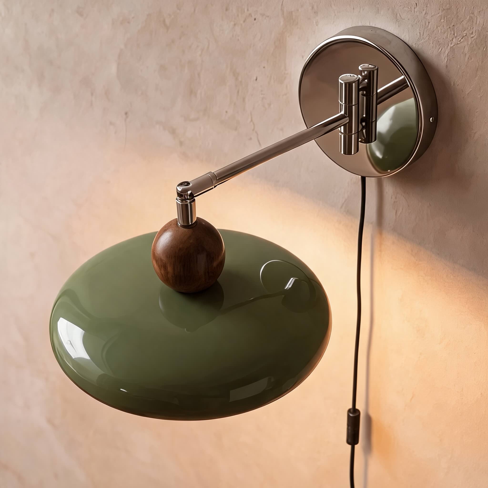 Adjustable Arm Metal Shade Wall Sconce (Plug-In)
