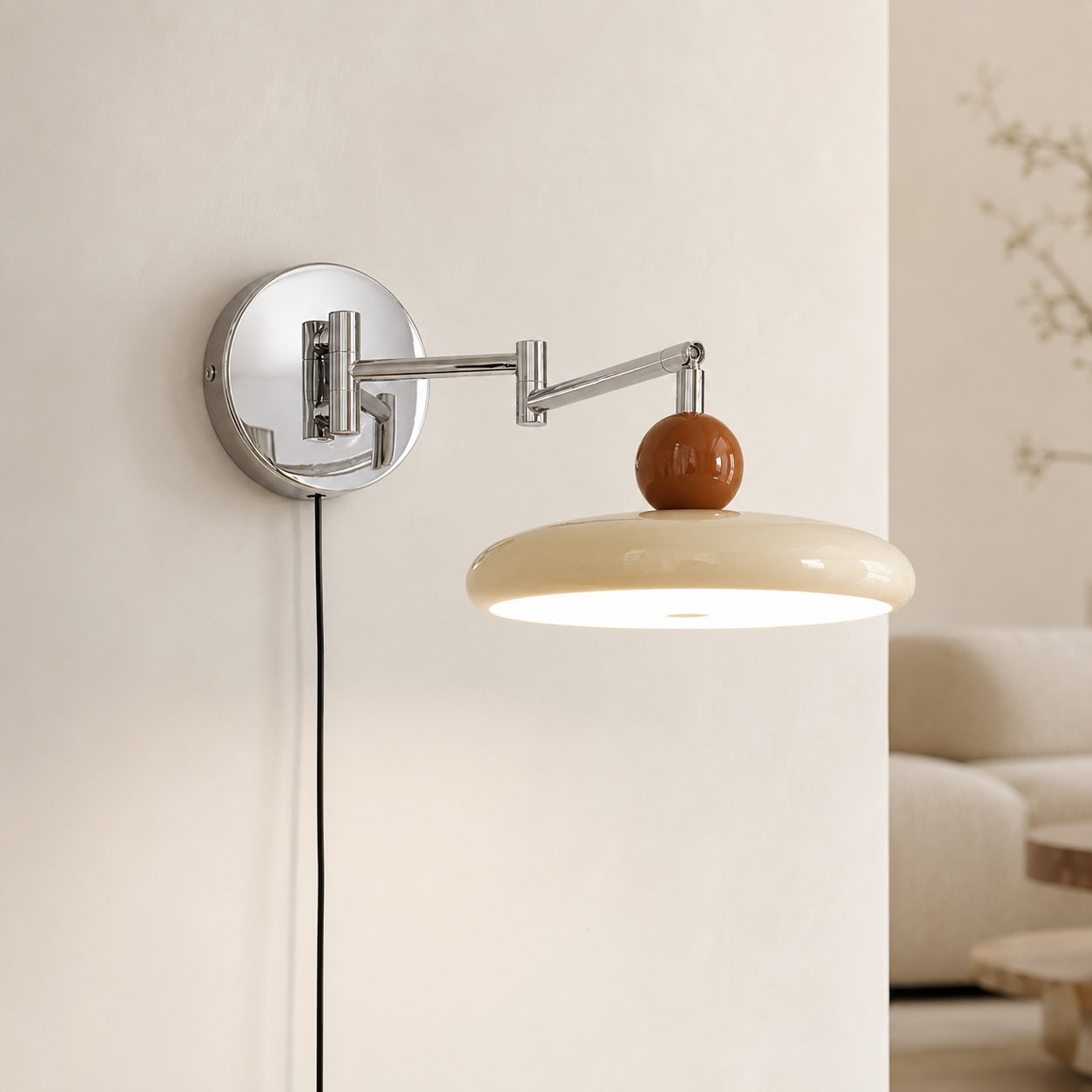 Adjustable Arm Metal Shade Wall Sconce (Plug-In)