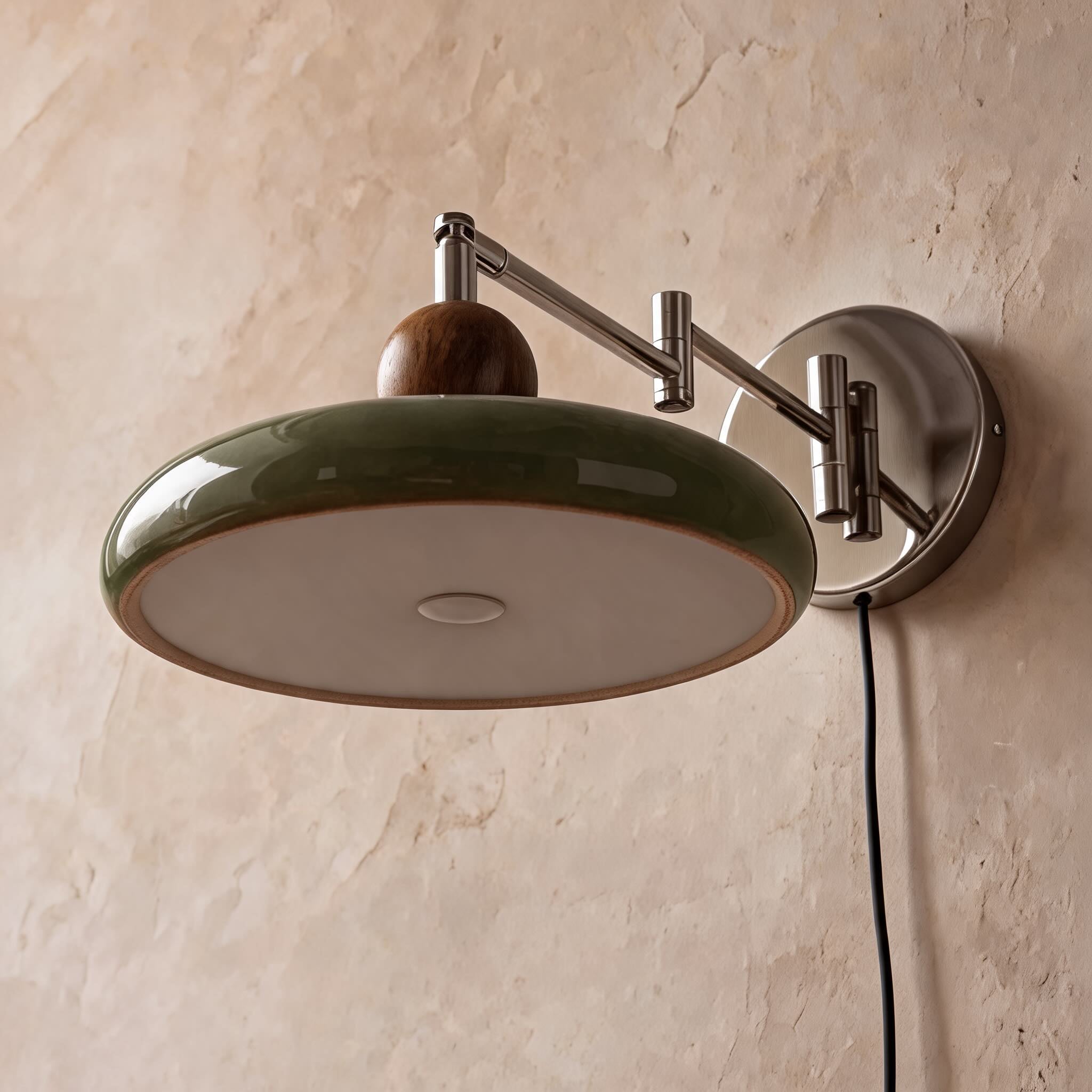 Adjustable Arm Metal Shade Wall Sconce (Plug-In)