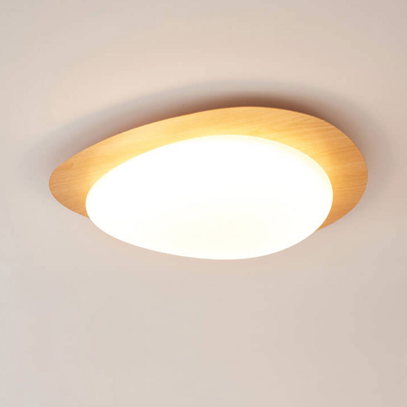 Adjustable Color Temperature Wood Grain Flush Mount Ceiling Light
