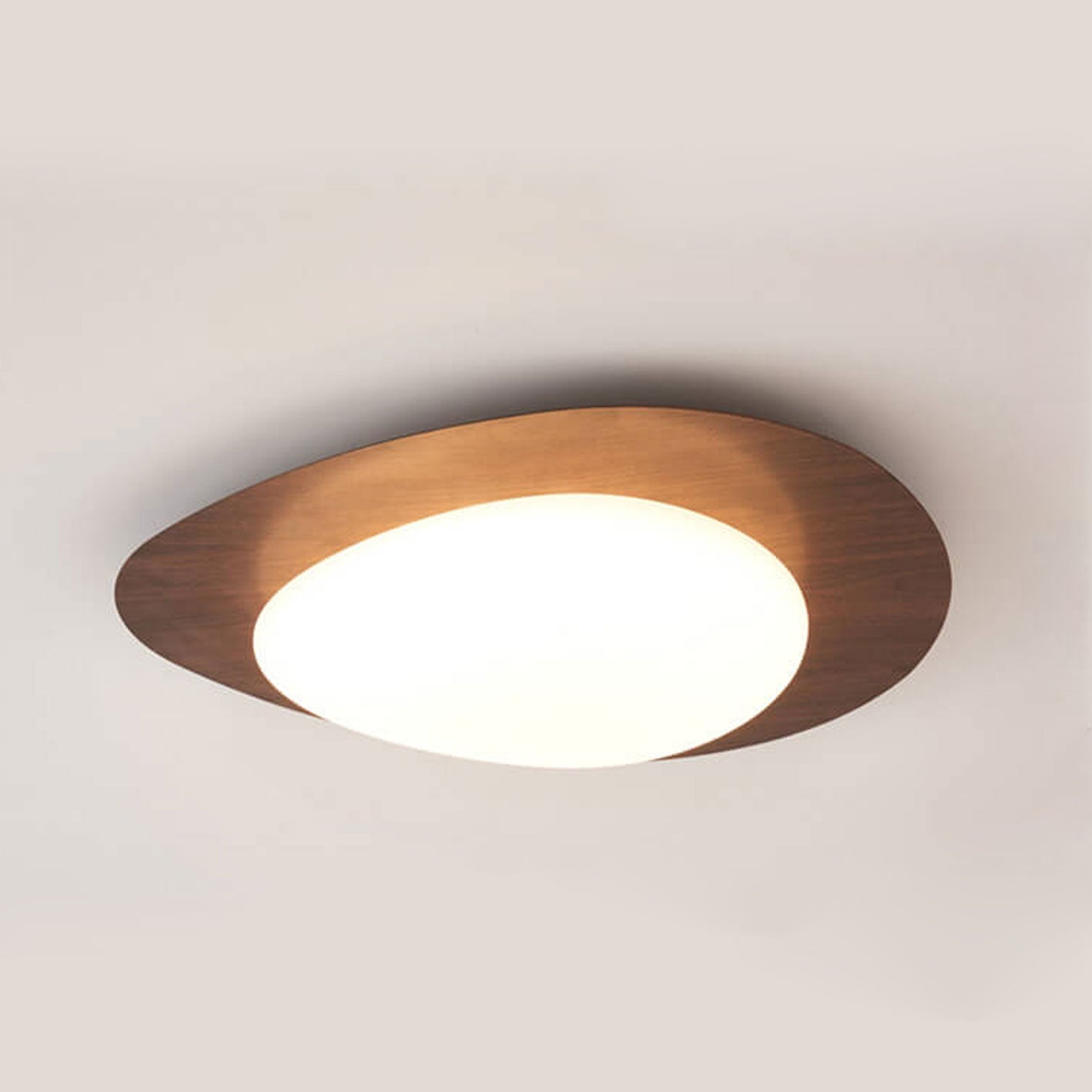 Adjustable Color Temperature Wood Grain Flush Mount Ceiling Light