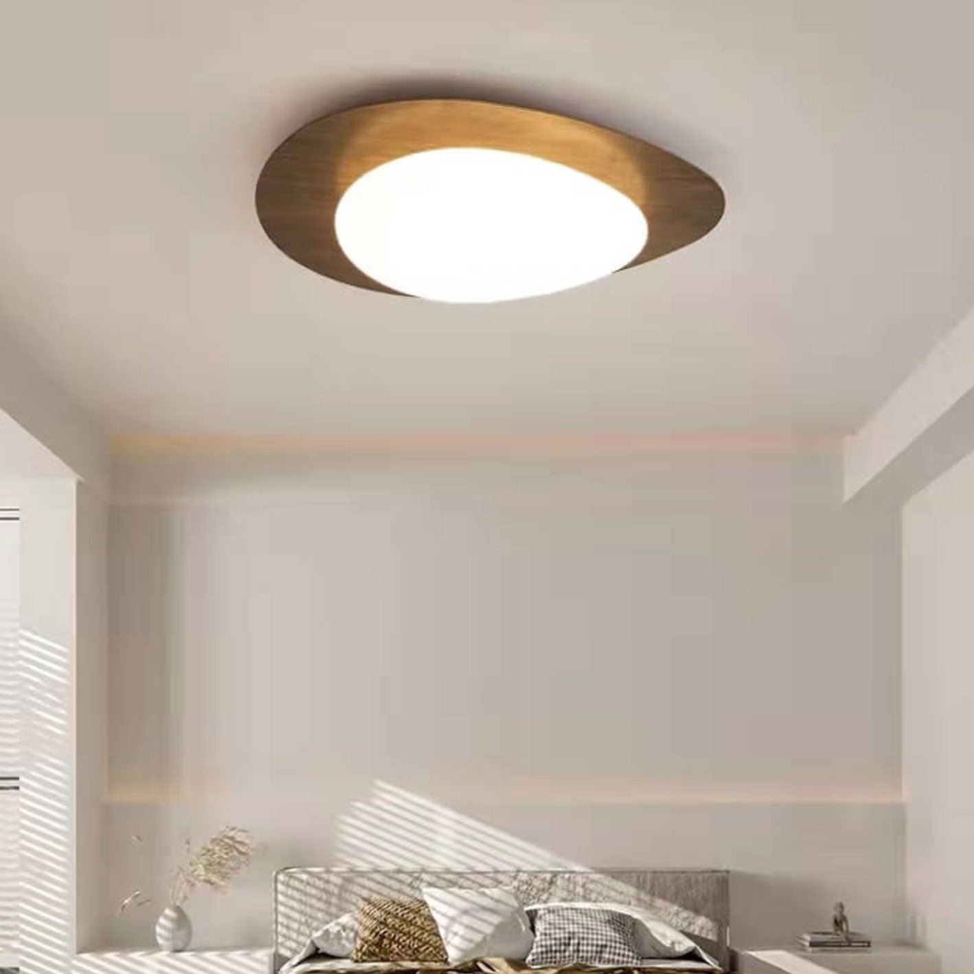 Adjustable Color Temperature Wood Grain Flush Mount Ceiling Light