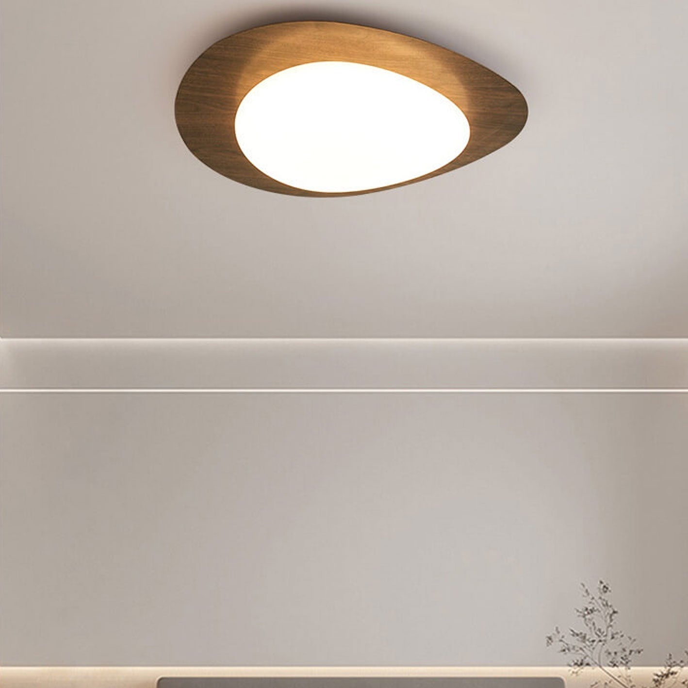 Adjustable Color Temperature Wood Grain Flush Mount Ceiling Light