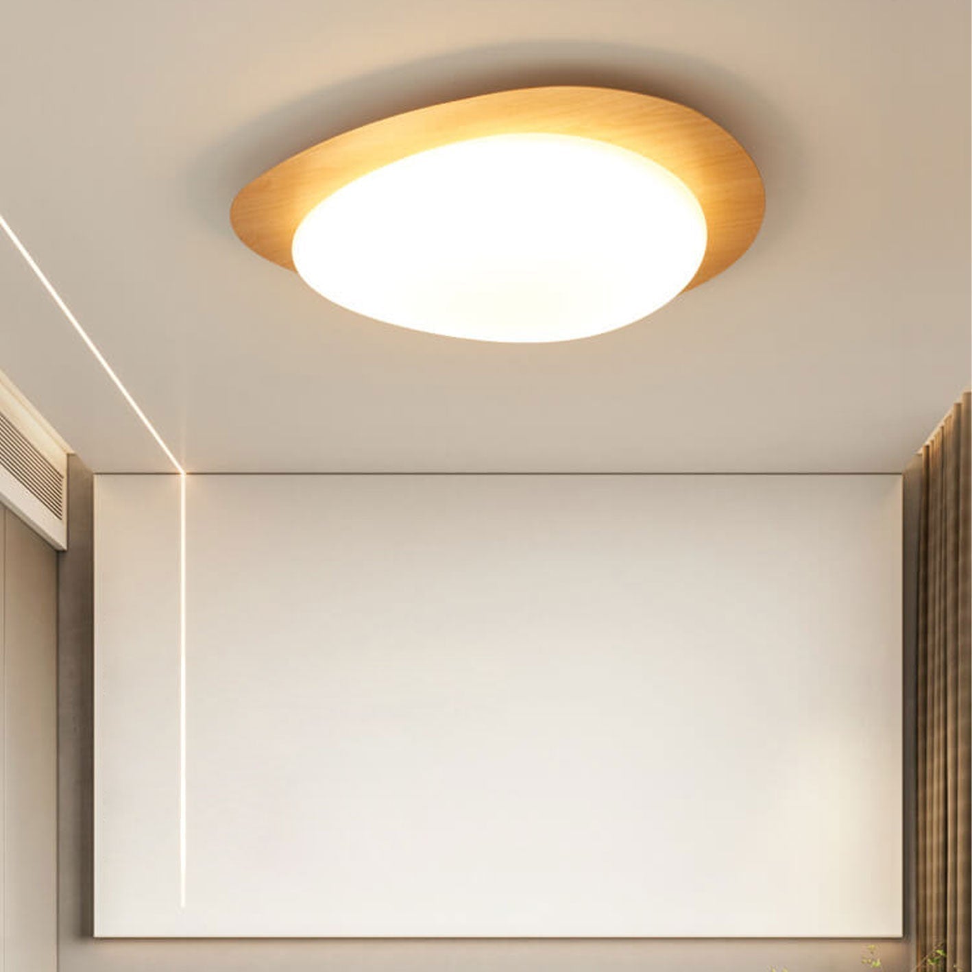 Adjustable Color Temperature Wood Grain Flush Mount Ceiling Light