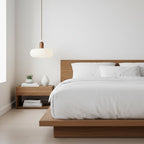 Adjustable Cream Glass & Wood Pendant Light