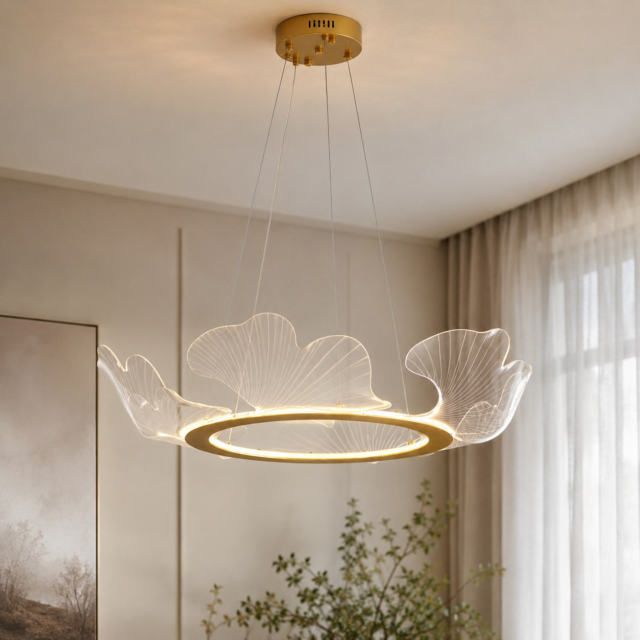 Adjustable Energy-Efficient LED Glass & Metal Chandelier