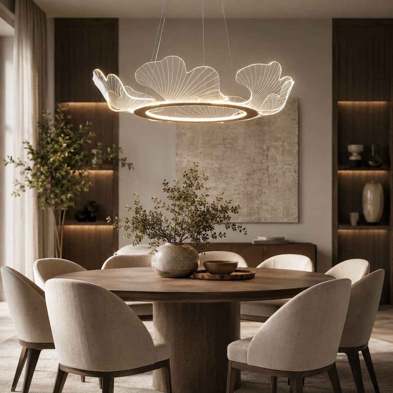 Adjustable Energy-Efficient LED Glass & Metal Chandelier